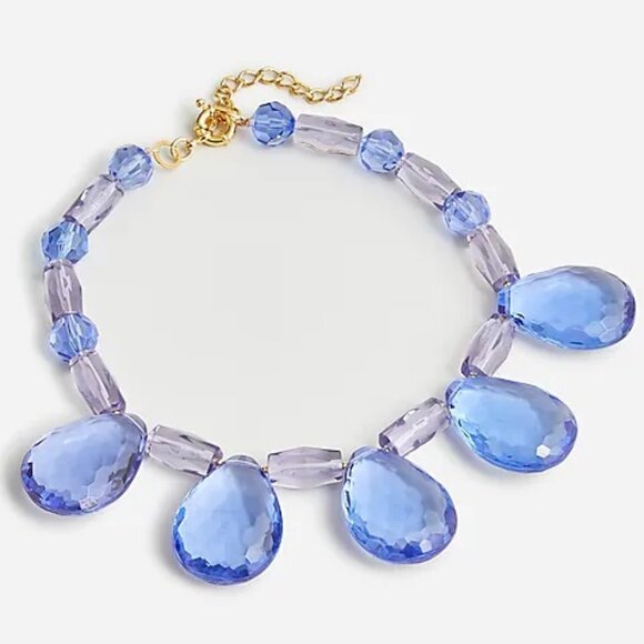 NWT J.CREW FACETED TEARDROP NECKLACE BLUE - Picture 3 of 16